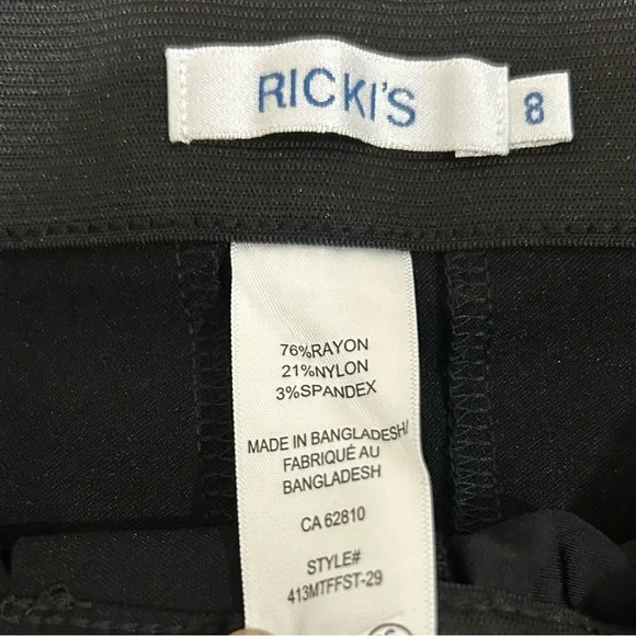 NWT Ricki's Black Womens Pants- size 8 short- straight fit- dress pants- casual - Picture 3 of 7